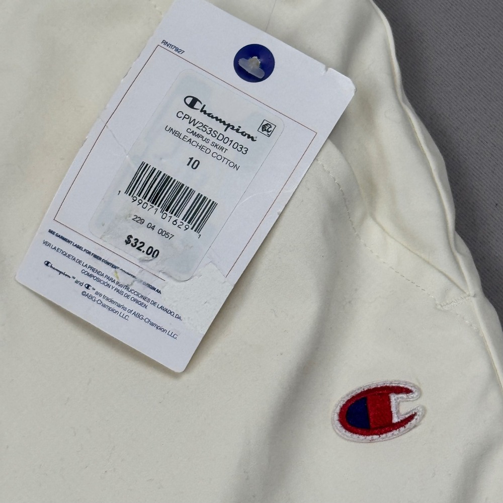 Champion Campus Skirt Womens 10 Unbleached Cotton Cream Mini Mesh Lined New - Picture 3 of 8